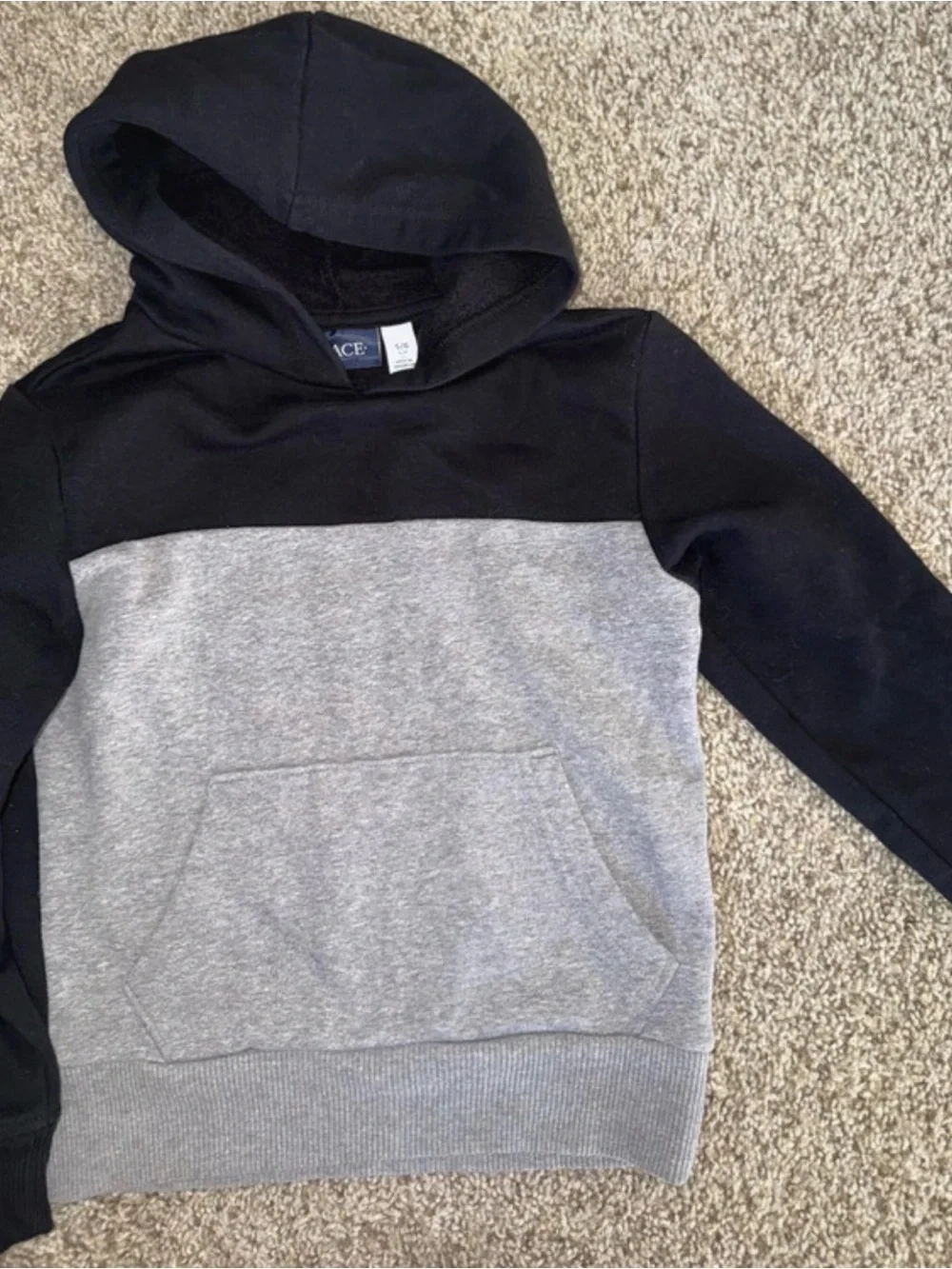 Children’s Place Kids' Black and Gray Colorblock Hoodie