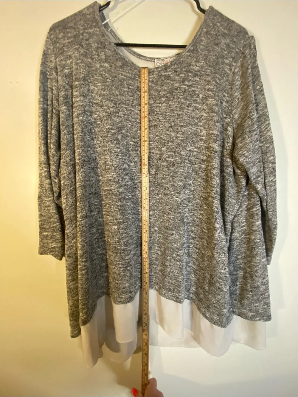 Women's Heather Gray Layered Hem Knit Blouse