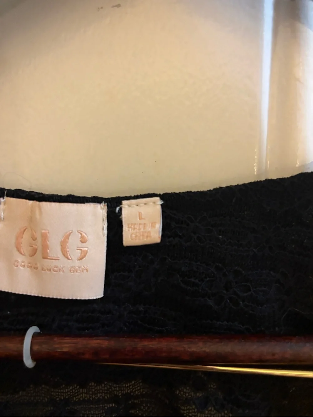 GLG Black Lace Ruffle-Front Blouse