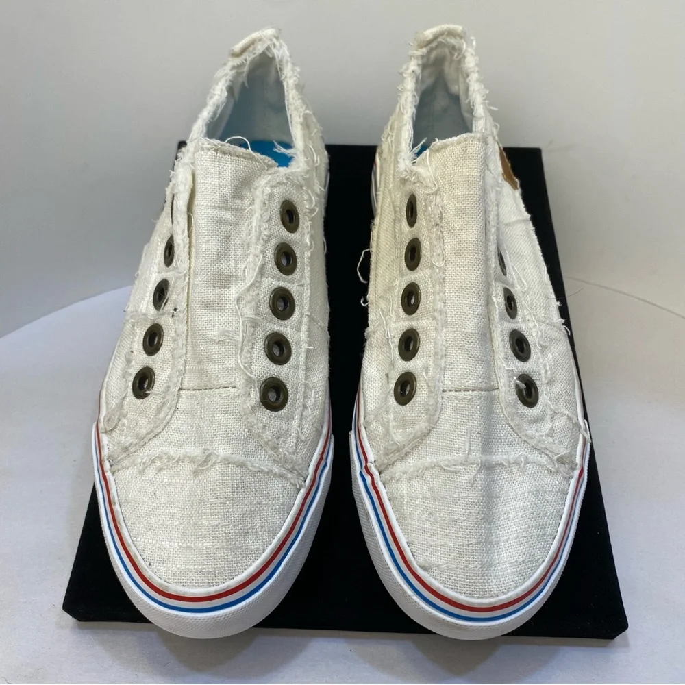 MISSLOOK Distressed Canvas Slip-On Sneakers Off-White EU 37 US 6.5–7