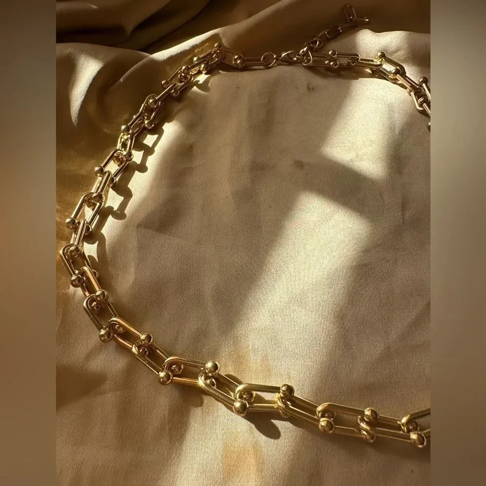 Hardware Graduated Link 18K Gold STAINLESS STEEL Waterproof Necklace