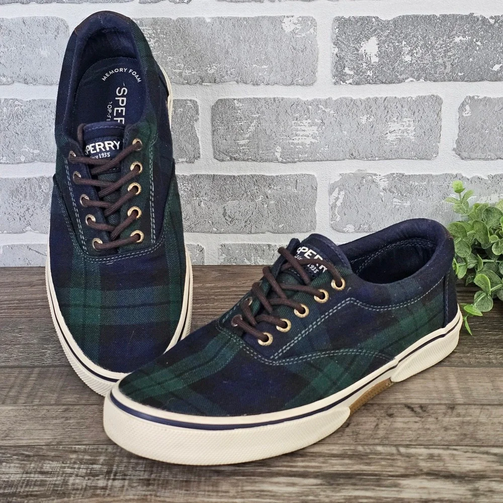 Sperry Halyard CVO Black Watch Tartan Sneakers Men's 9 STS21339