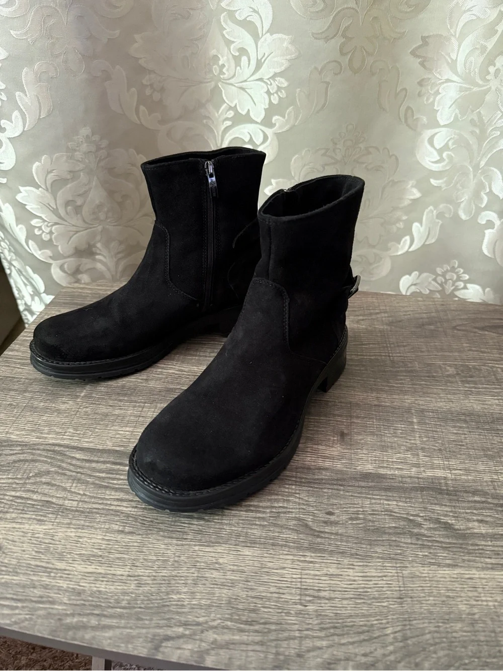 La Canadienne Gavan Waterproof Black Suede Buckle Bootie