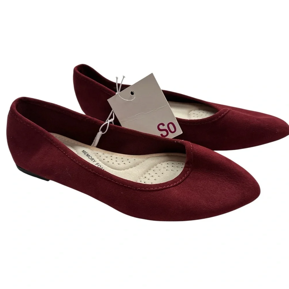 Kohls So Hitidewine Memory Foam Wine  Semi Pointed Toe Casual Slip-on Flats NWT