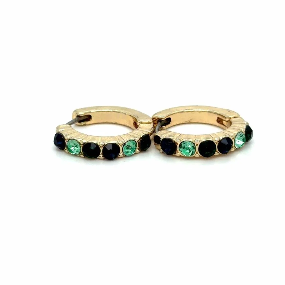 Green/Blue Stones Hoops‎ Earrings