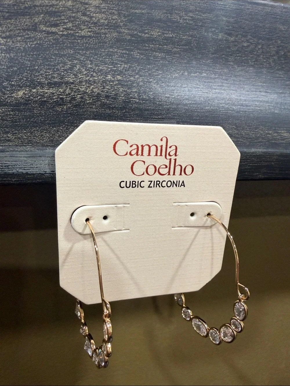 Camila Coelho Rose Gold Oval Hoop Earrings with Cubic Zirconia Accents