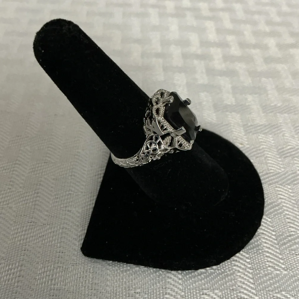 Rhinestone Lab Created Sapphire Ring this exquisite
