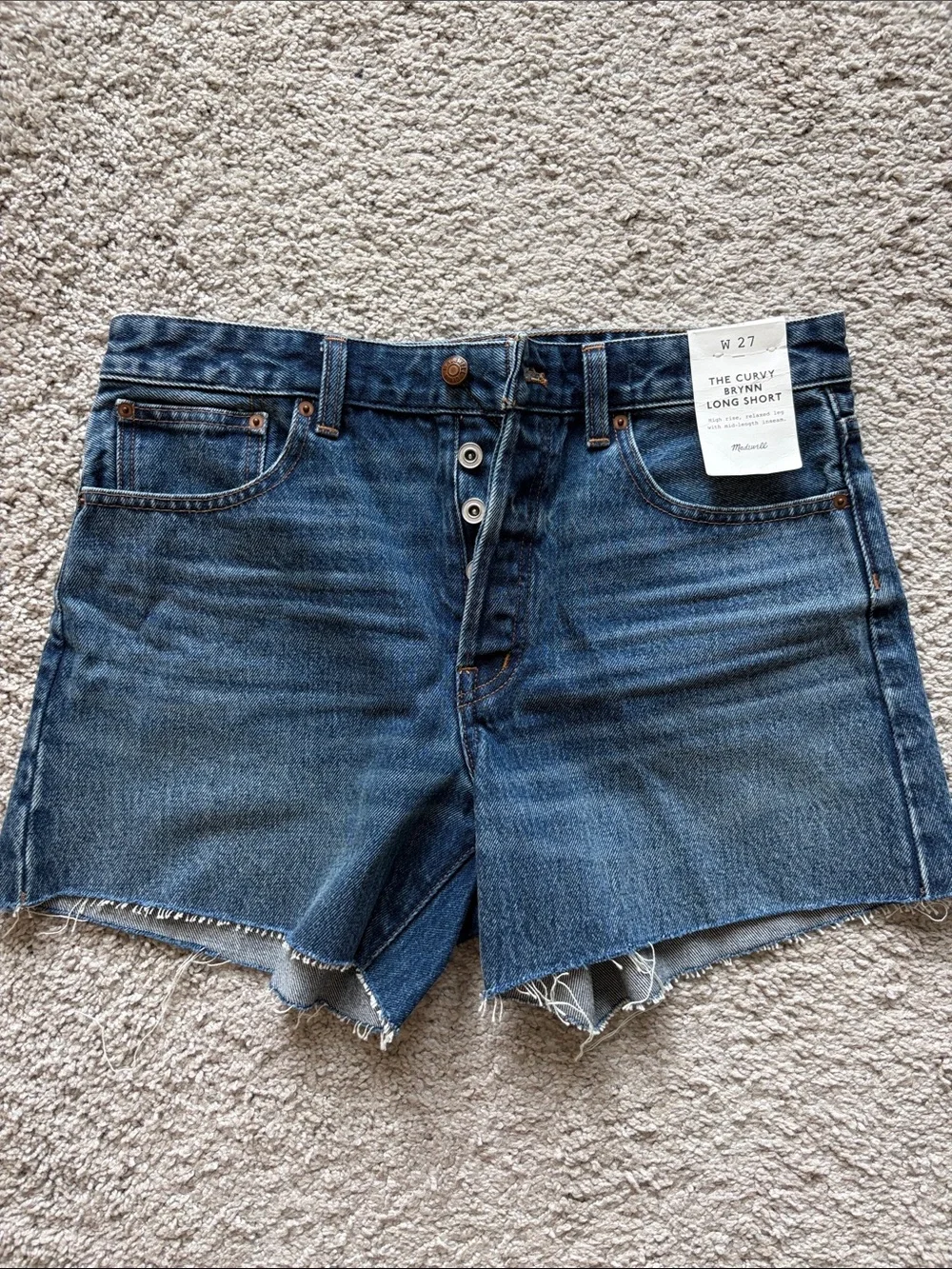 Madewell Curvy Long Jean Shorts in Dark Blue Denim