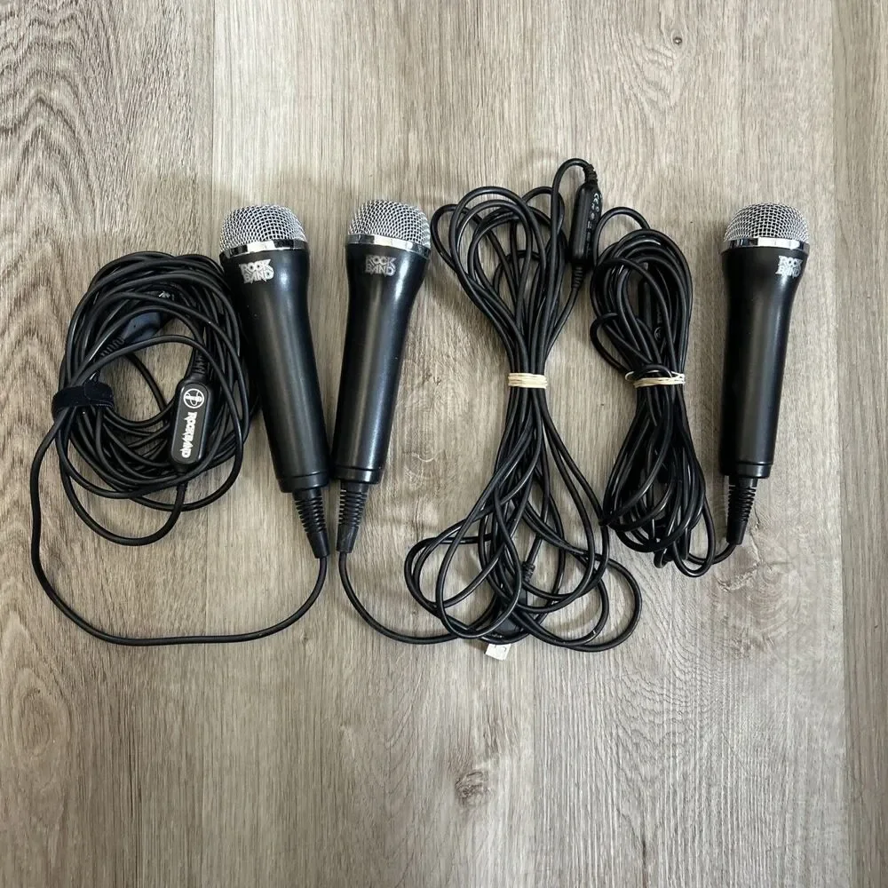 Rock Band Guitar Hero USB Microphone Set Of 3 Wii PS2 PS3 Xbox 360 Tested Works
