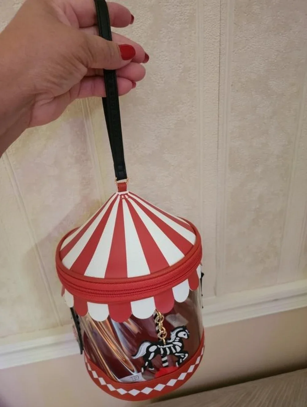 Bath Body Works Halloween Carousel Circus Tent Wristlet Cosmetic Bag Decor NEW