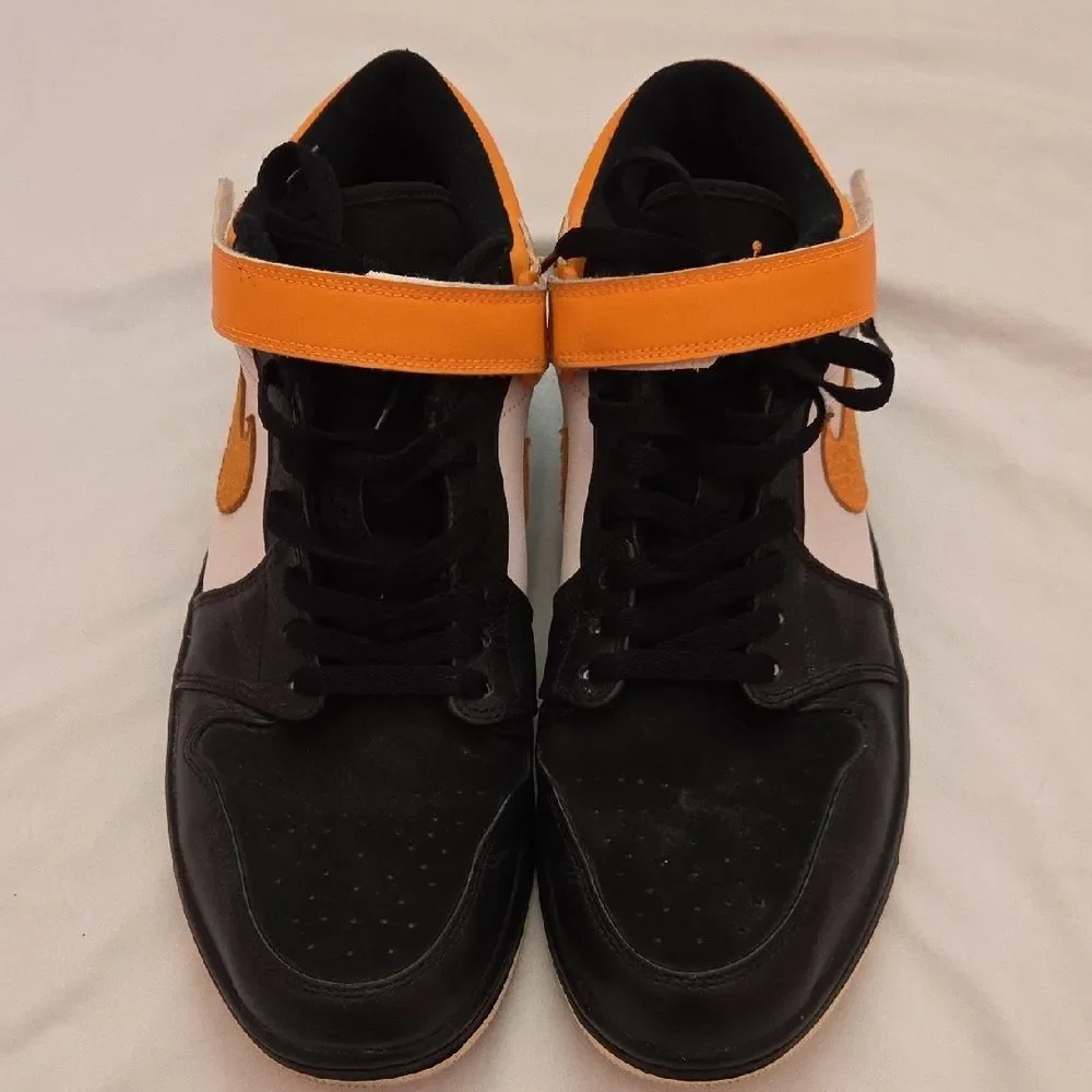 Nike Air Jordan Retro 1 Low Black/Orange Strap Sneaker 574420-024 Size 13