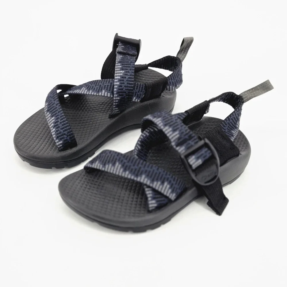 Chaco Z1 Ecotread Kids Youth Sandal Navy Gray Geometric Strap Water Shoe Size 10