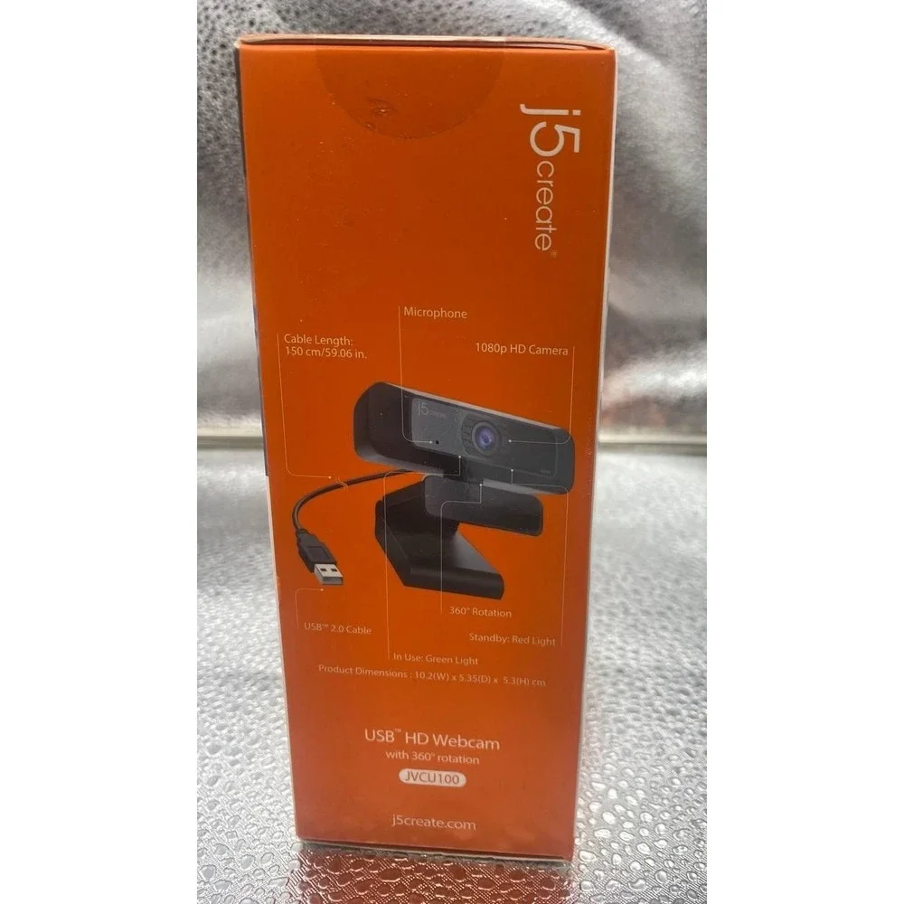 J5create USB HD 1080p Webcam JVCU100 USB 2.0 360°‎ Rotation Mic Black PC Mac