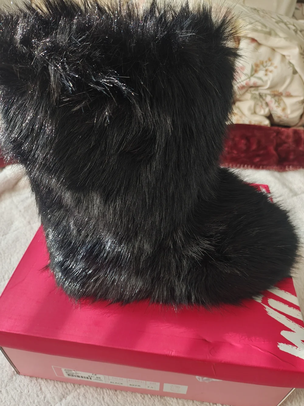 Women's Black Faux Fur Boots - Stylish Cozy Boot