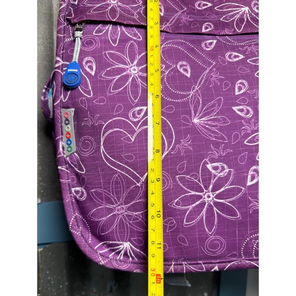 JWorld Thomas Purple Floral Heart Messenger Laptop Bag Crossbody School Commute