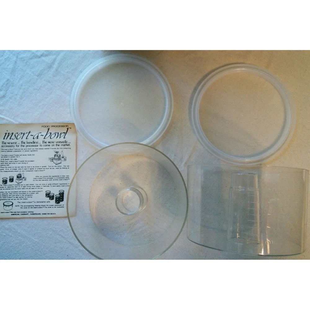2‎ Insert-A-Bowl Universal Food Processor 5-Cup Bowls & Lids 1980 Vtg Stacking
