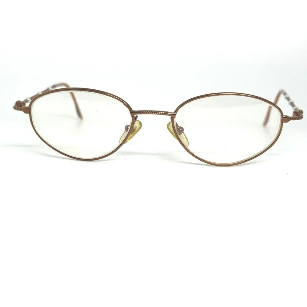 Christian Dior CD Logo Pearl Accent Oval Eyeglasses‎ Frames Rose Gold Tone 21454