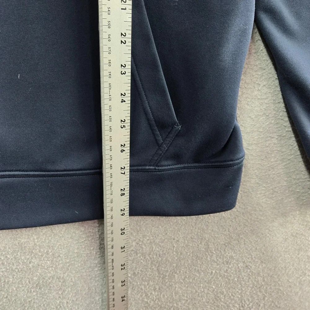 The North Face Men Sweatshirt Medium Blue Hoodie Logo Rock Solid Fleece Pullover