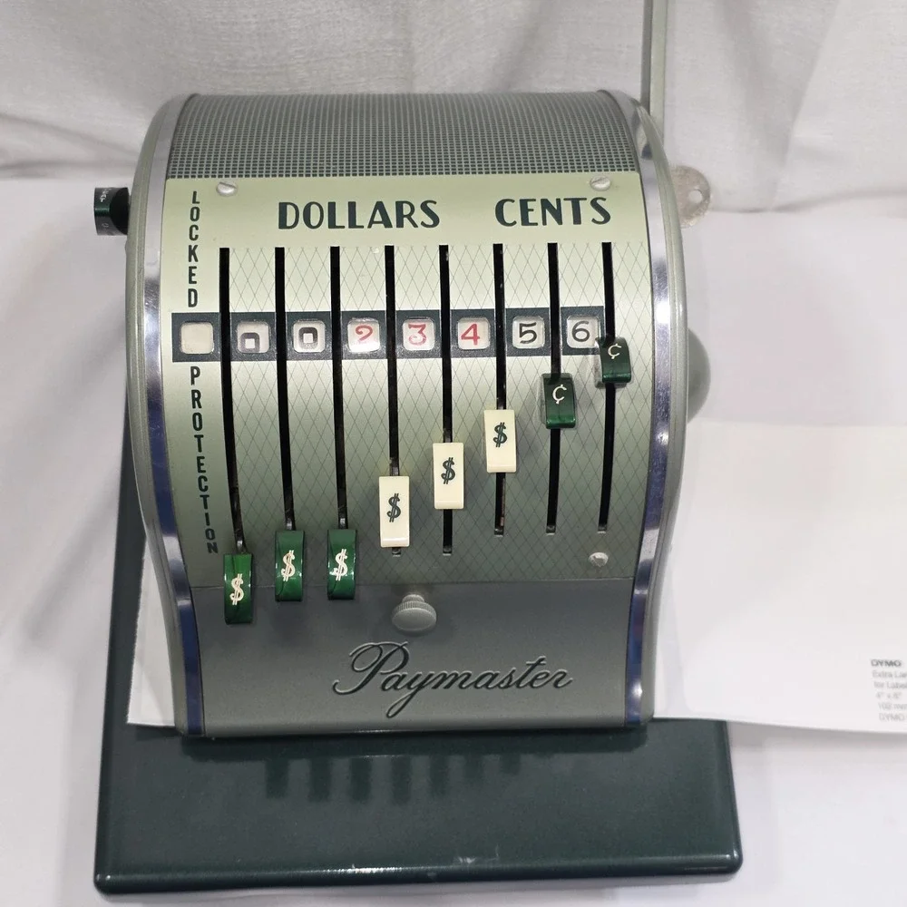 Vintage Paymaster Series Check Writer With‎ Keys MCM Art Deco Accounting