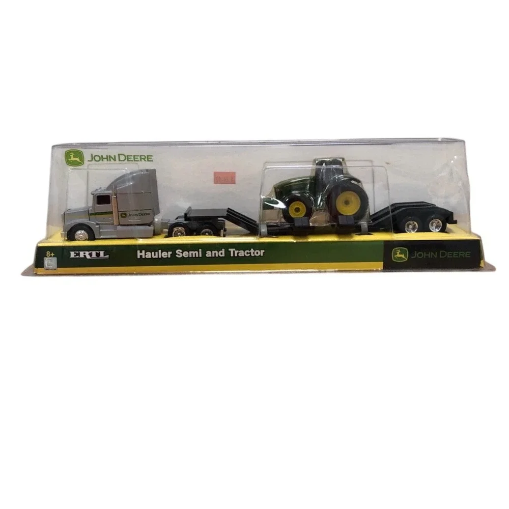 ERTL John Deere Hauler Semi and Tractor 1/64 Kids Silver Green 37382 Diecast