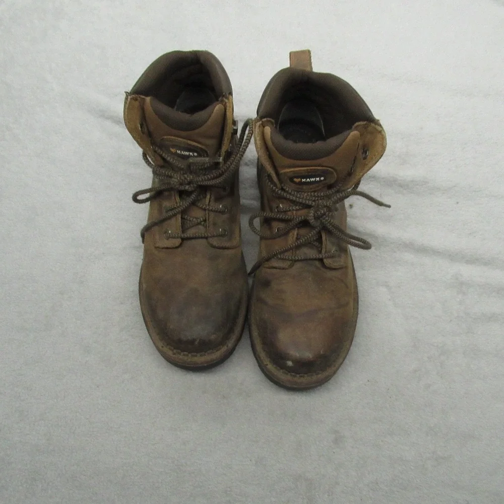 Hawx Mens 10D Work Boots Brown Crew Chief Leather Lace Up Rugged Sturdy Soft Toe