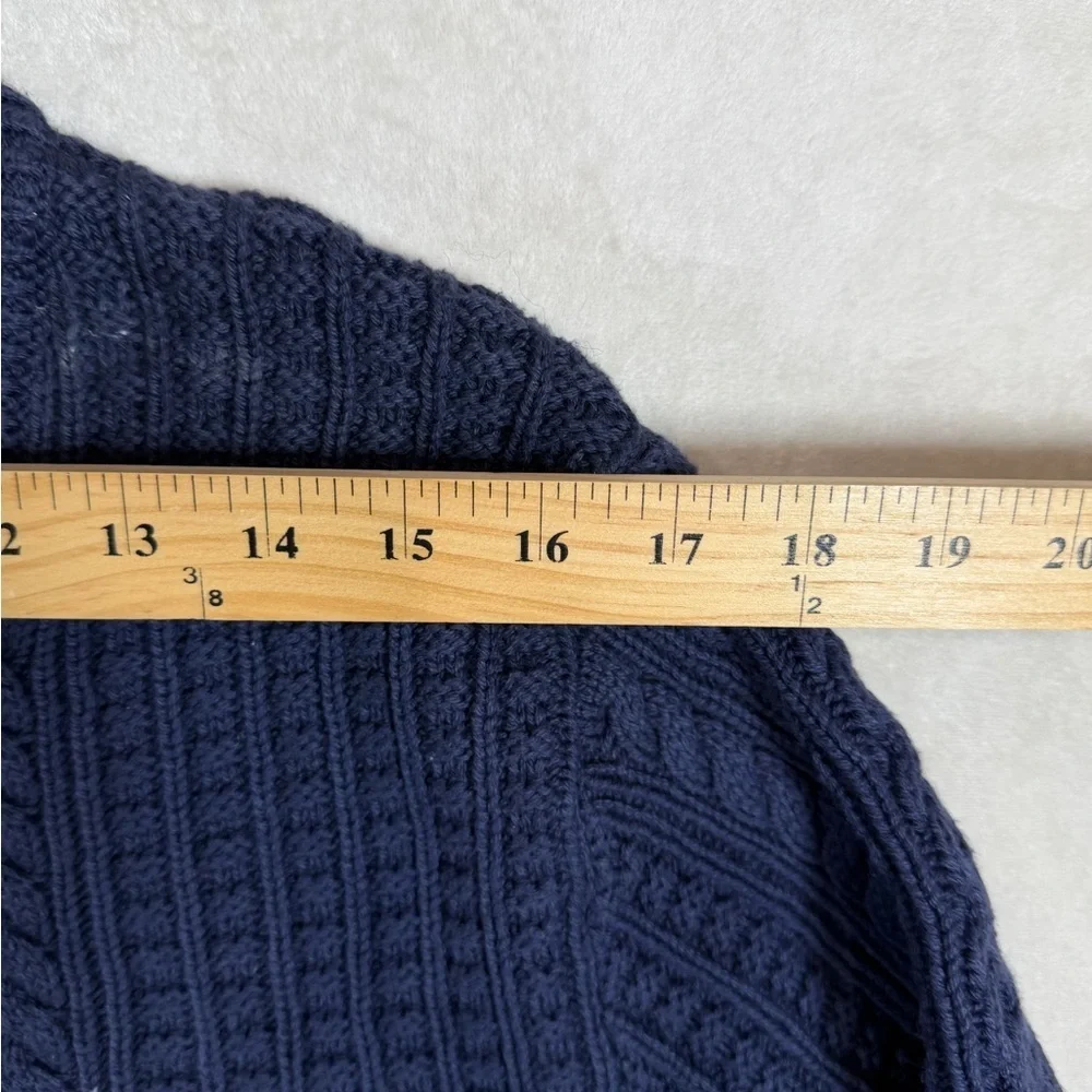 NWT J. Crew Heavy Cotton Deep Navy Blue Cable Knit Nautical Crewneck Sweater