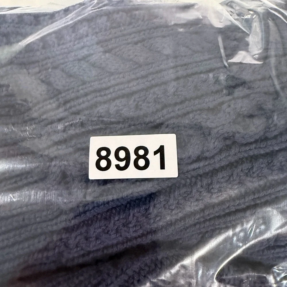 NWT J. Crew Heavy Cotton Deep Navy Blue Cable Knit Nautical Crewneck Sweater