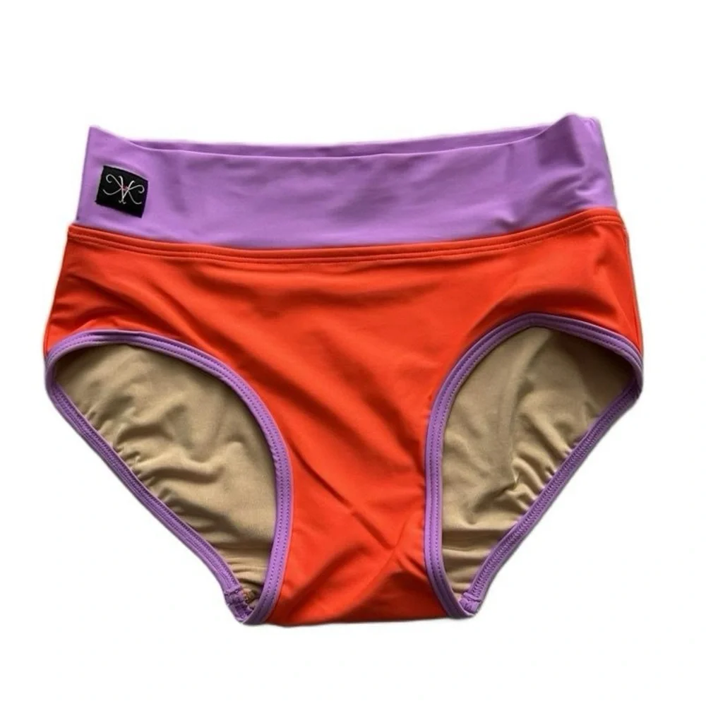 Kandi Kouture Orange Purple High Waist Dance Briefs bottoms‎ TXS 0/2 NWT