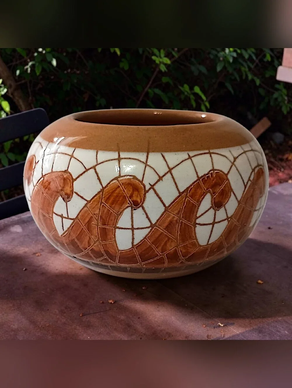 MINI Tile Affect Bowl Vase Mosaic Pottery Handmade Miniature Wave‎ Design Glazed