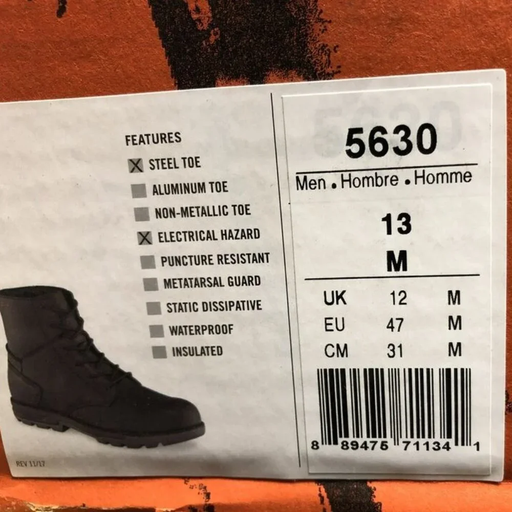 Worx Mens 6” Zink Steel Toe Boot Black Size 13 M