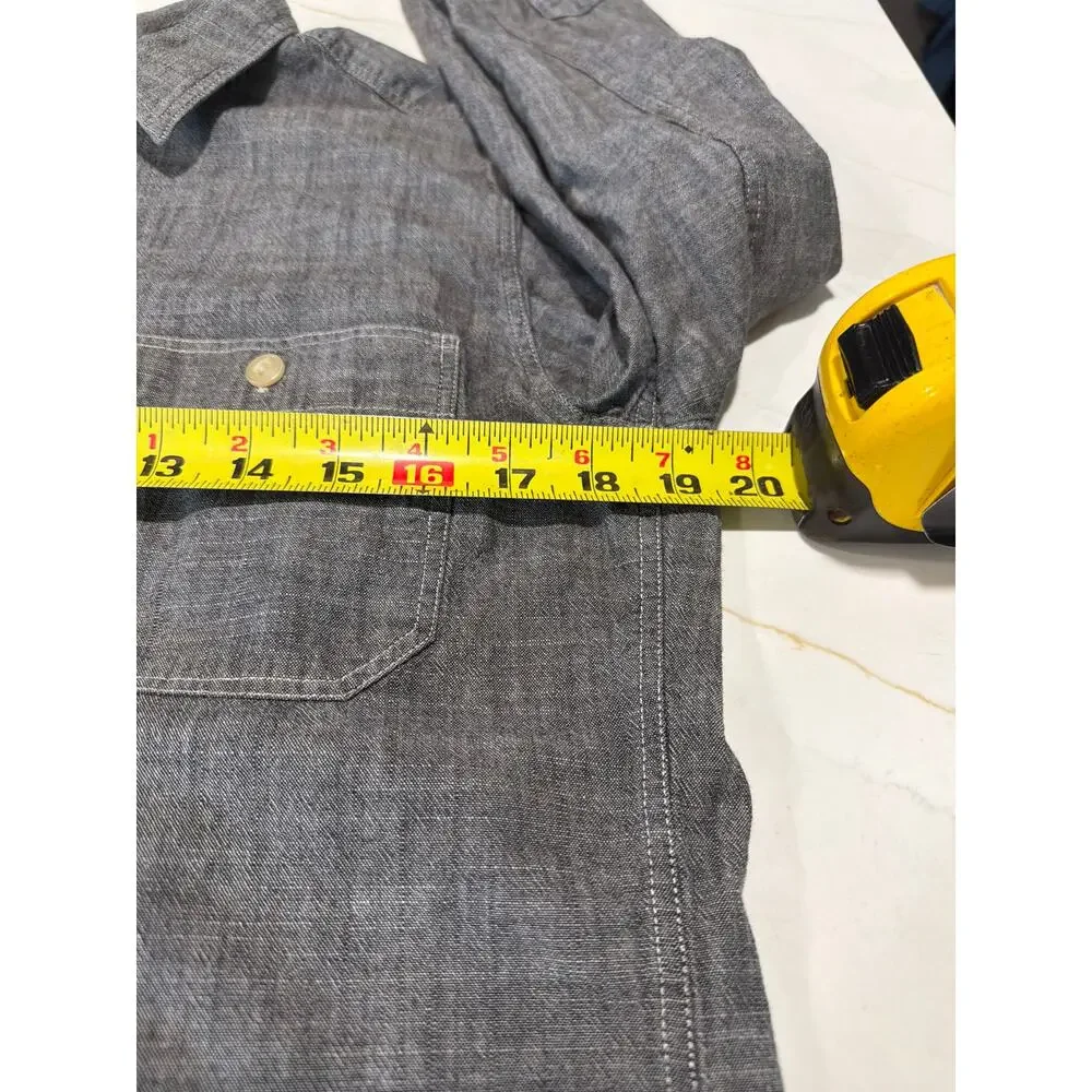 J. Crew Chambray Men's S Button Down Long Sleeve Shirt Gray 100% Cotton Work