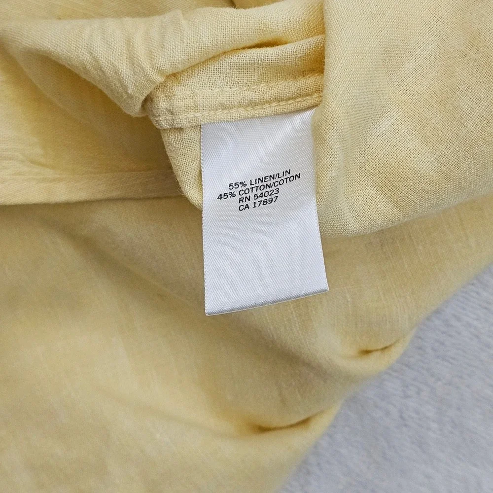 Banana Republic Shirt Mens XXL Yellow Linen Cotton Short Sleeve Summer Safari‎
