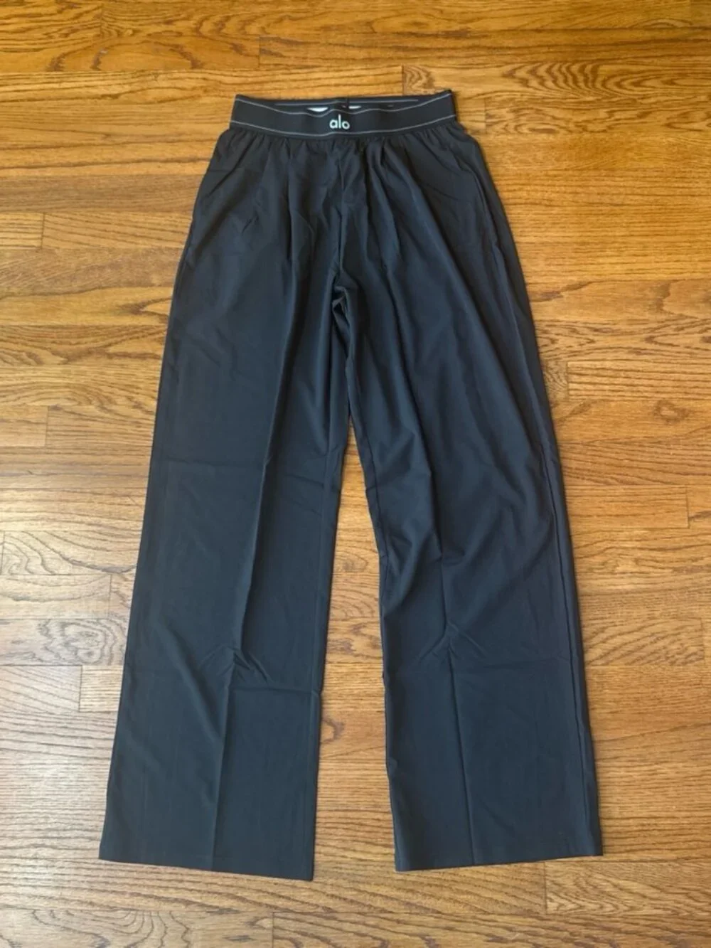 ALO Yoga Suit Up Trouser Black Wide-Leg Performance Pants