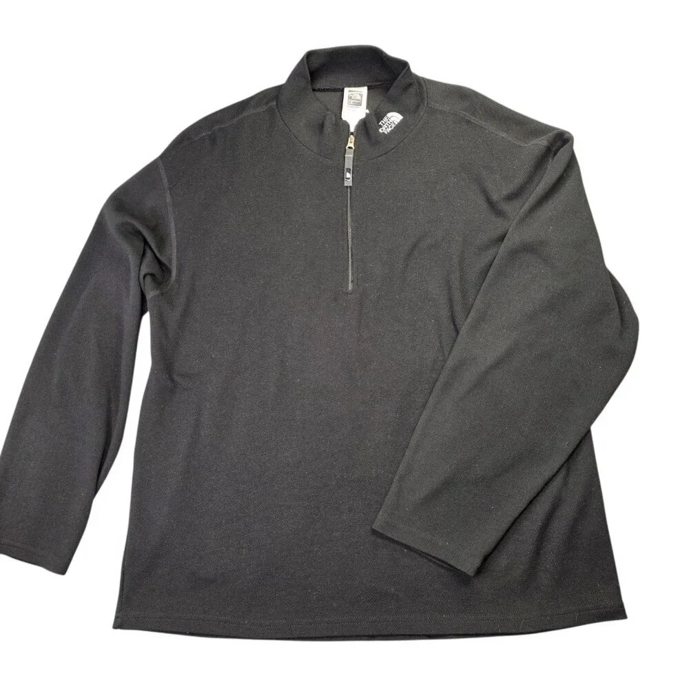 North Face Sweater Mens Large Black Flight Series Quarter Zip Pullover Top Layer