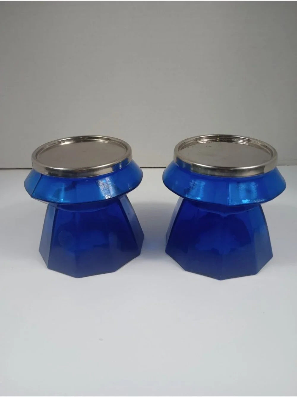 Vintage Retro  Cottage Hand Blown Cobalt Blue Art Glass Glossy  Large Bowl