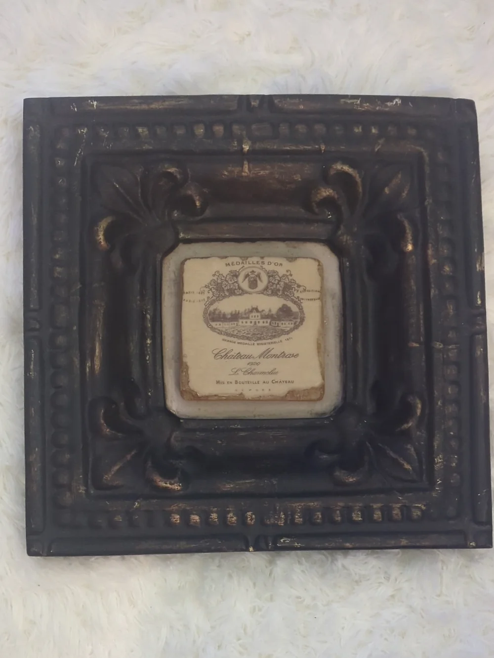 Chateau Montrose 1920 Antique-Style Dark Brown Decorative Wall Accent