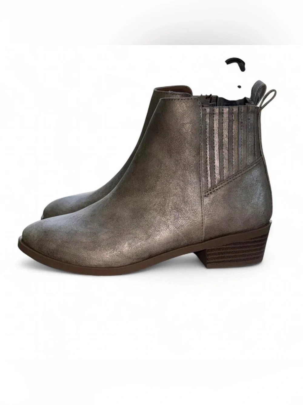 NWT Wonder Nation Girls Metallic Taupe Chelsea Ankle Boots Size 3