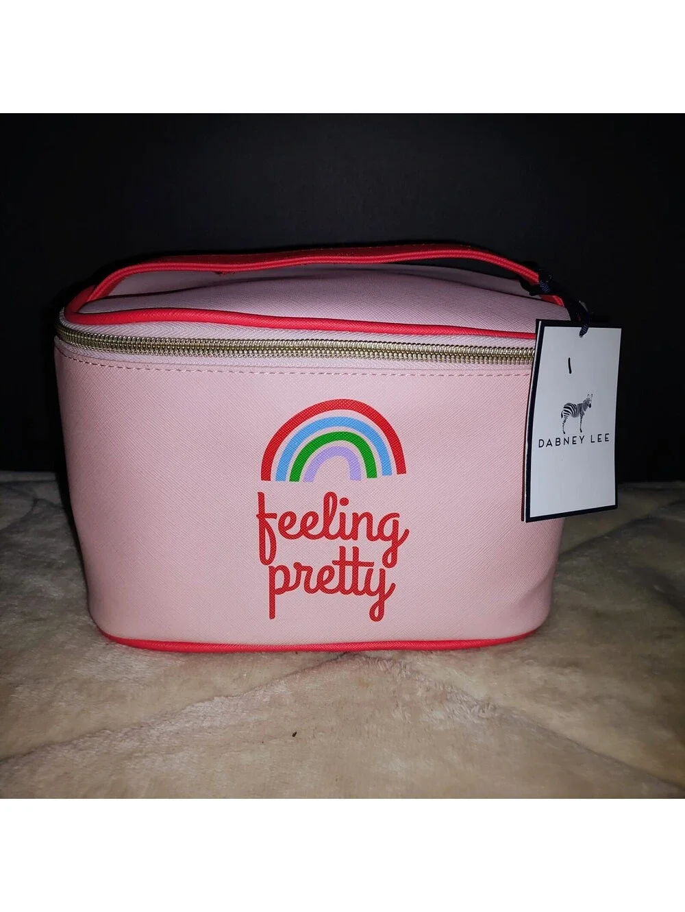 NWT Dabney Lee Pink On Pink / Rainbow Makeup Cosmetic Bag 