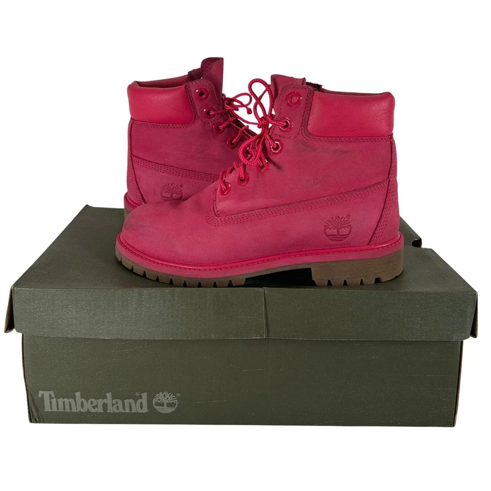 Timberland 6 Inch Premium Waterproof Boots Pink Nubuck Juniors 4.5 TB0A1ODE