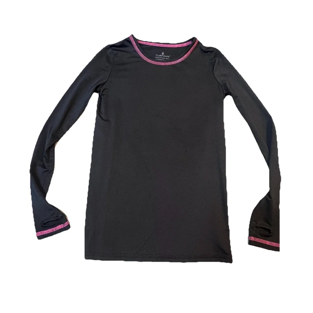 Cuddle Duds Pajama Top Little Girls Size Small Black & Pink