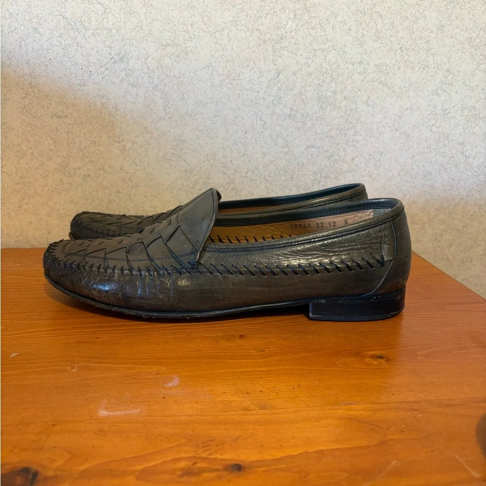 Florsheim Bridgeport woven Olive Men’s Loafers Size 12 Leather Sole Dress Shoes