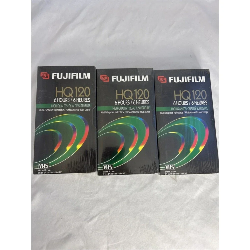 #8449 New Factory Sealed 3 Fugi HQ  120 VHS Blank Video Cassette Tapes