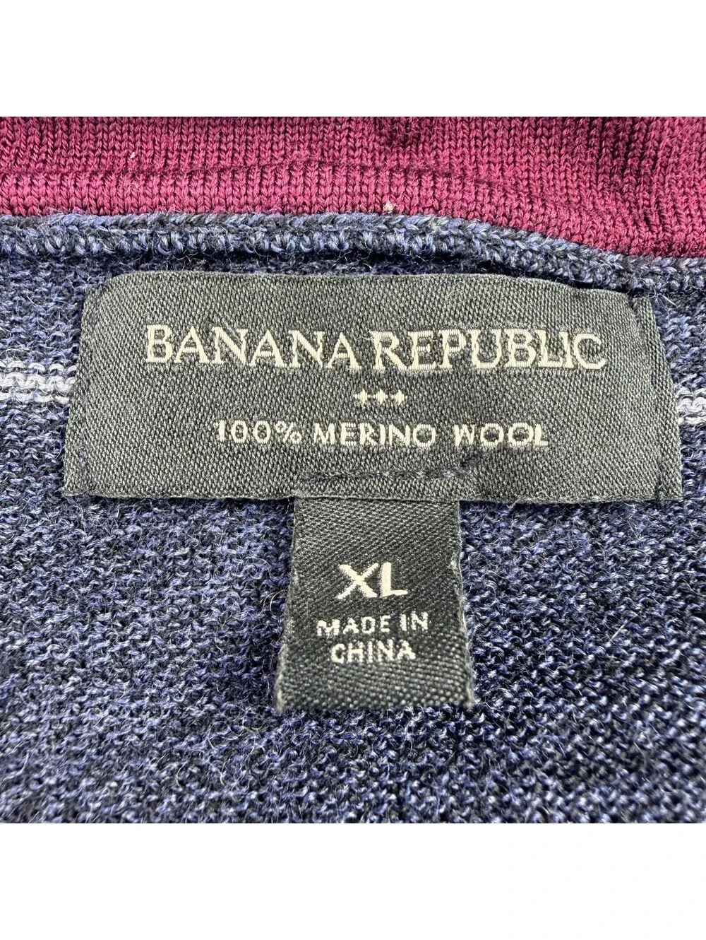 Banana Republic Men's XL 100% Merino Wool Navy Stripe Crewneck 593254
