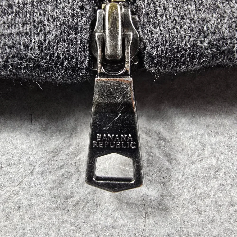 Banana Republic Bomber Sweater Mens‎ Large Gray Double Full Zip Pockets