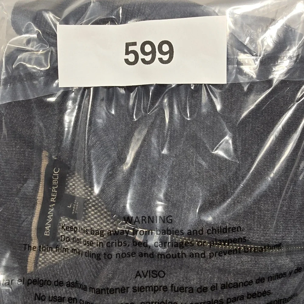 Banana Republic Bomber Sweater Mens‎ Large Gray Double Full Zip Pockets