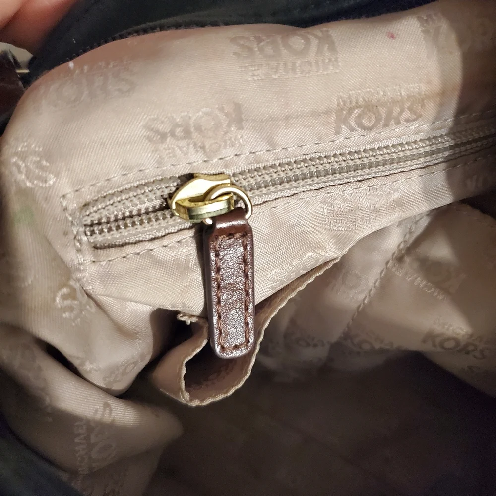 Michael Kors Dark Green‎ Black Suede And Leather Hobo Shoulder Bag