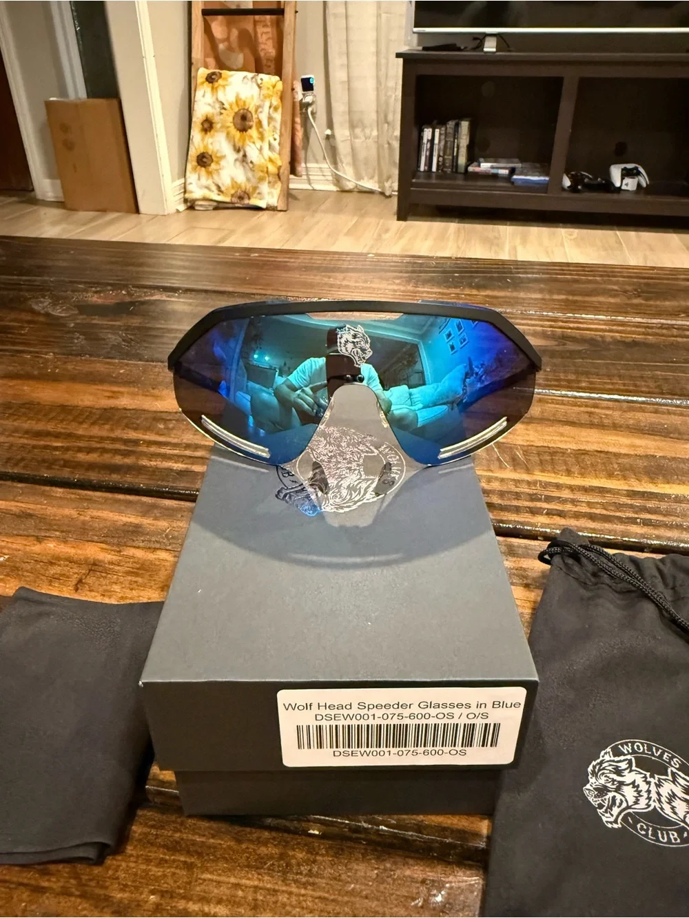 Darc Sport Wolf Head Blue Speeder Glasses