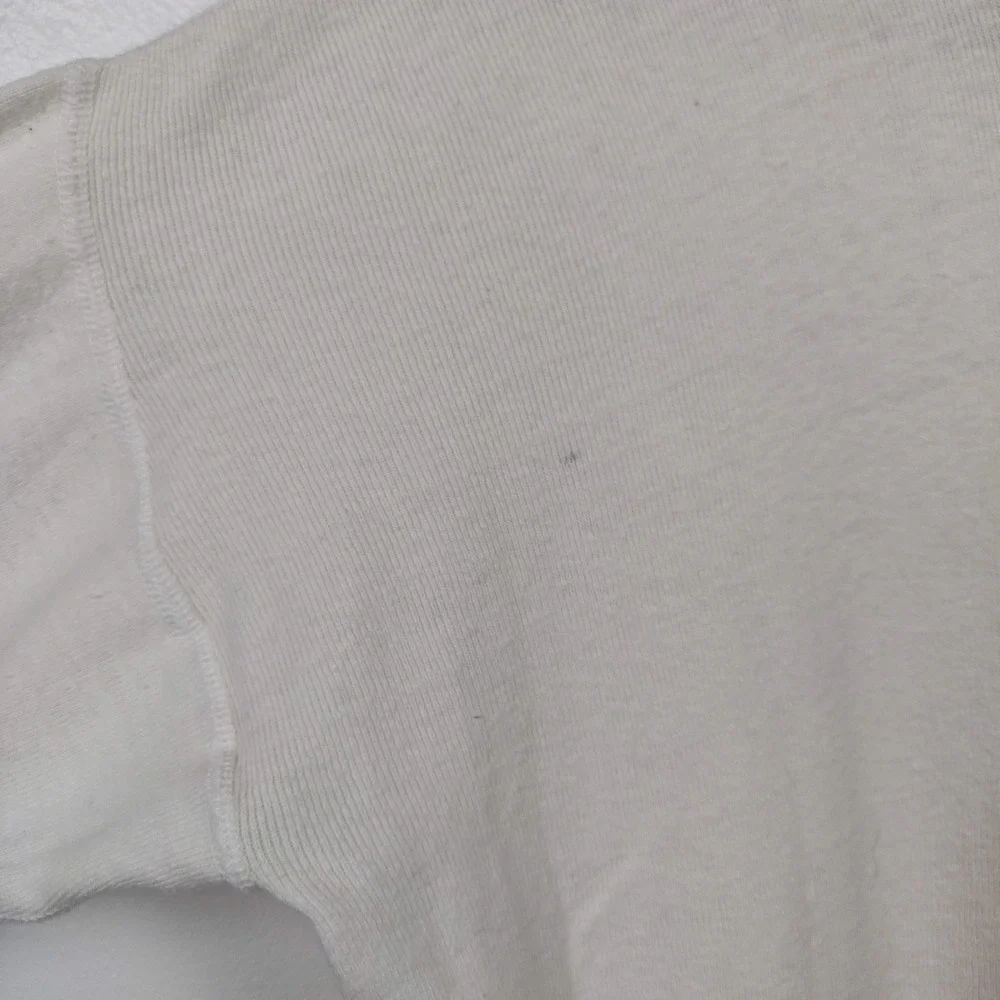 Vintage 80s Banana Republic Henley Top‎ Mens XL Cream Safari Logo Distressed