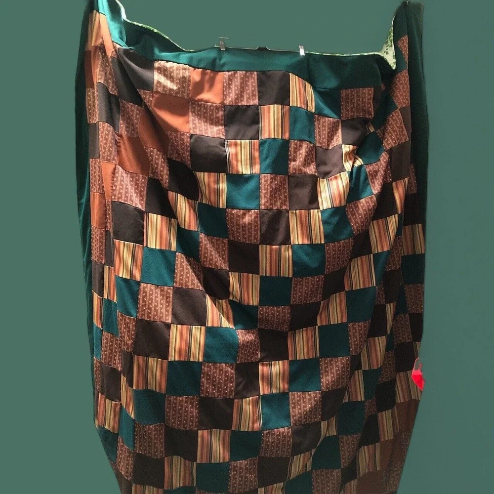 Vtg 78” Full Size Quilt Lodge with Patchwork Pattern Retro 70’s Blanket Colors‎