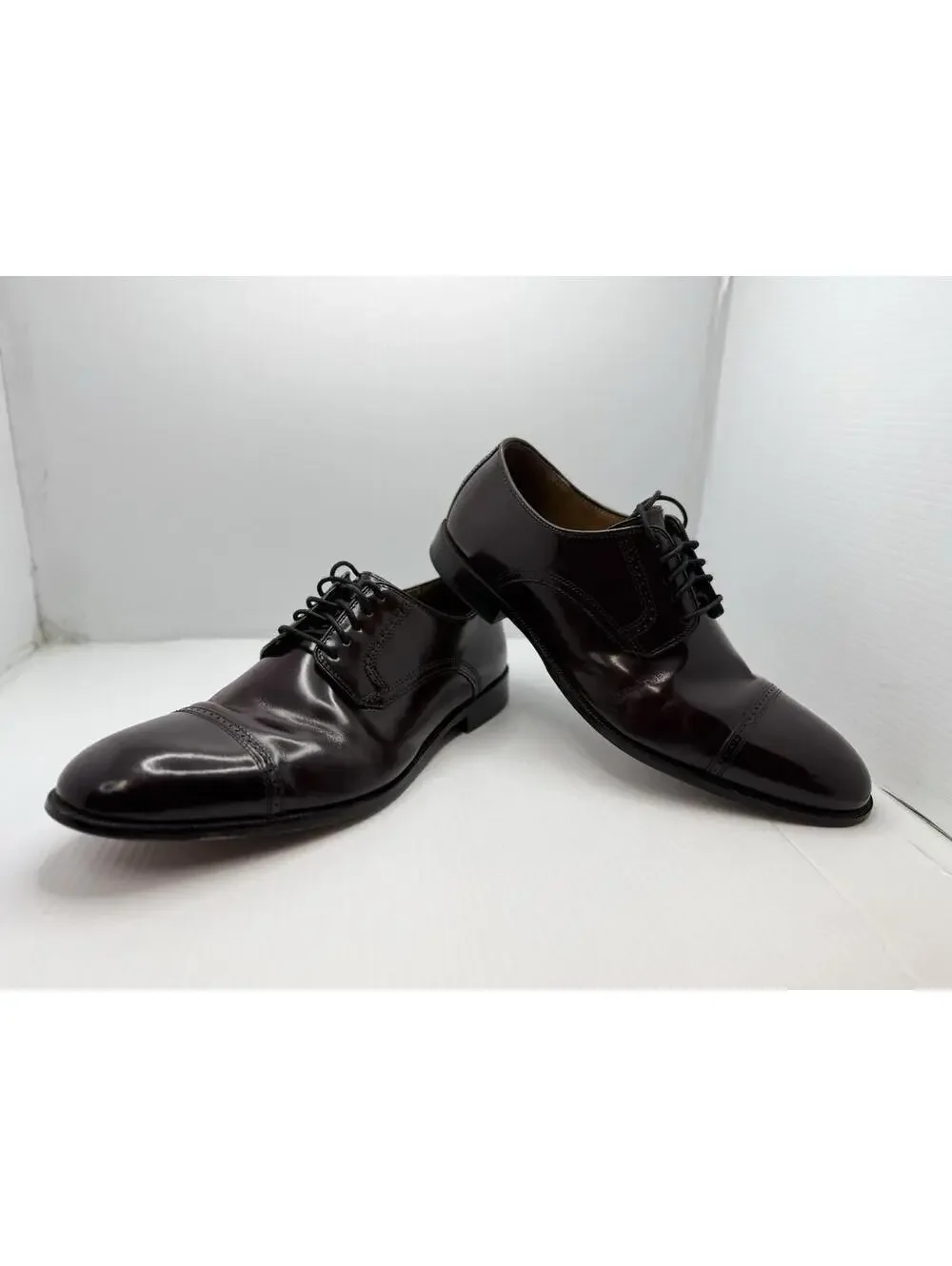 Mens 13 D/B Johnston & Murphy Melton Cap-Toe Shoes Burgundy Leather Oxford Dress
